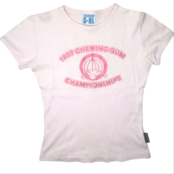 Y2K New breed Girl 1987 Chewing Gun Championships Women's Baby Tee Size Small - Picture 1 of 8